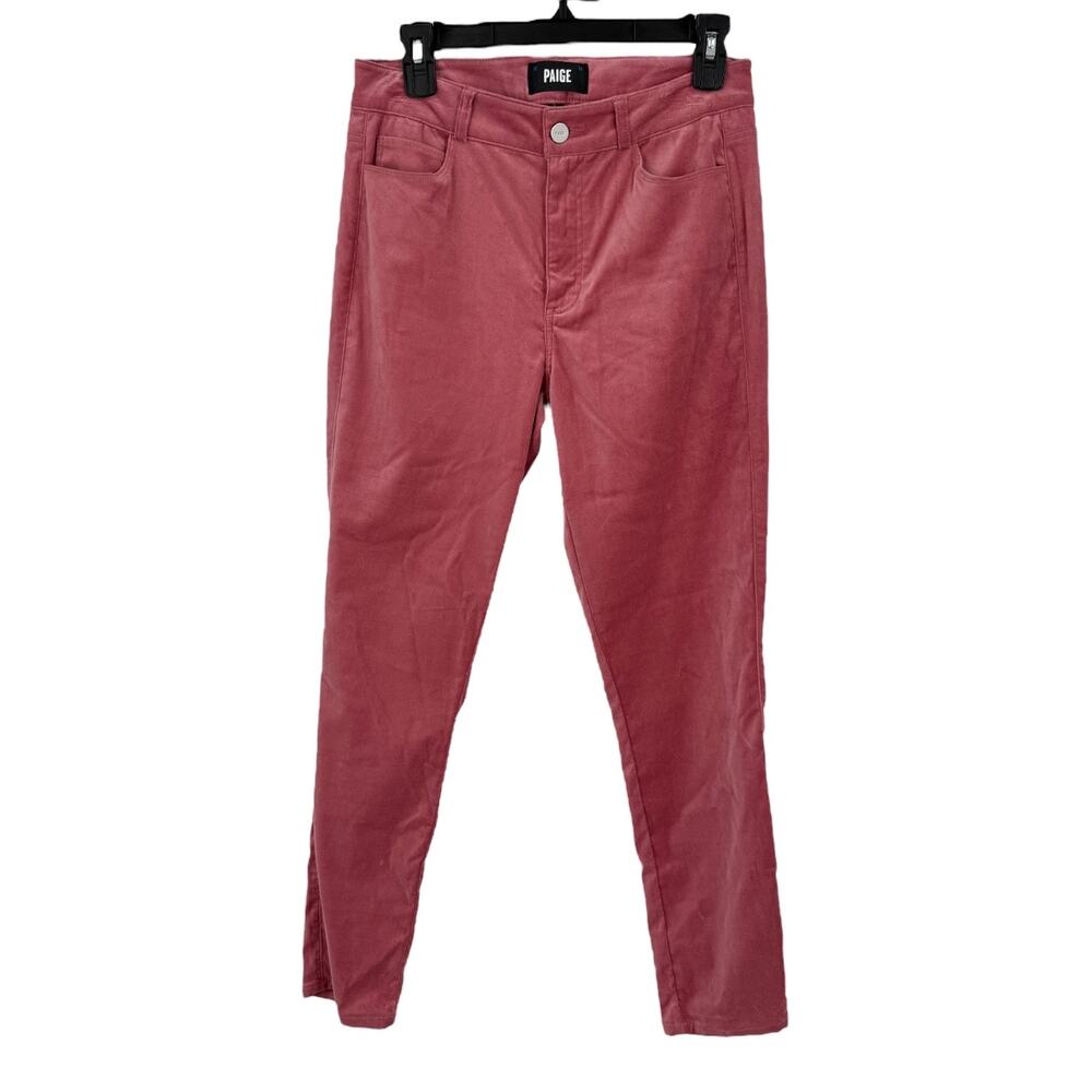 Paige Hoxton cropped Ankle Length high Rise velvet jeans dk pink size 27